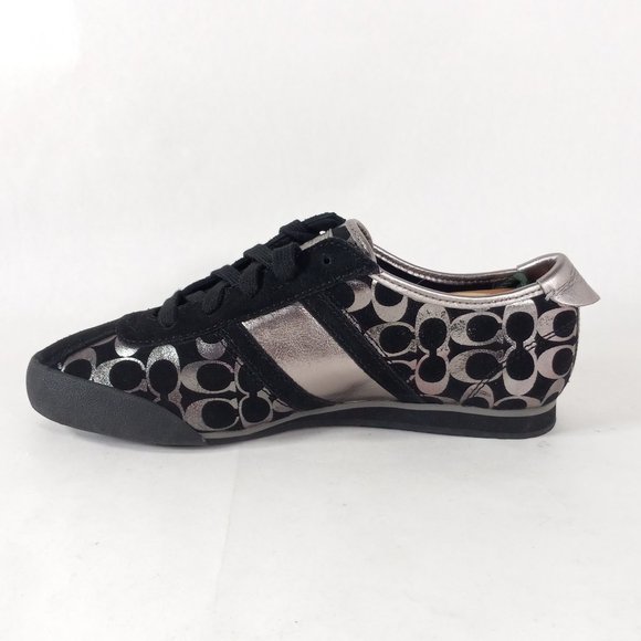 Coach Shoes Paxton Wm 7M Silver and Black Casual Lace-up Footwear A1441 - Picture 2 of 13